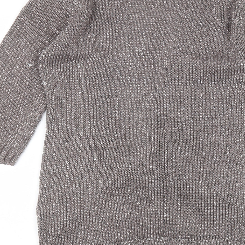 Papaya Womens Grey V-Neck Acrylic Cardigan Jumper Size 10