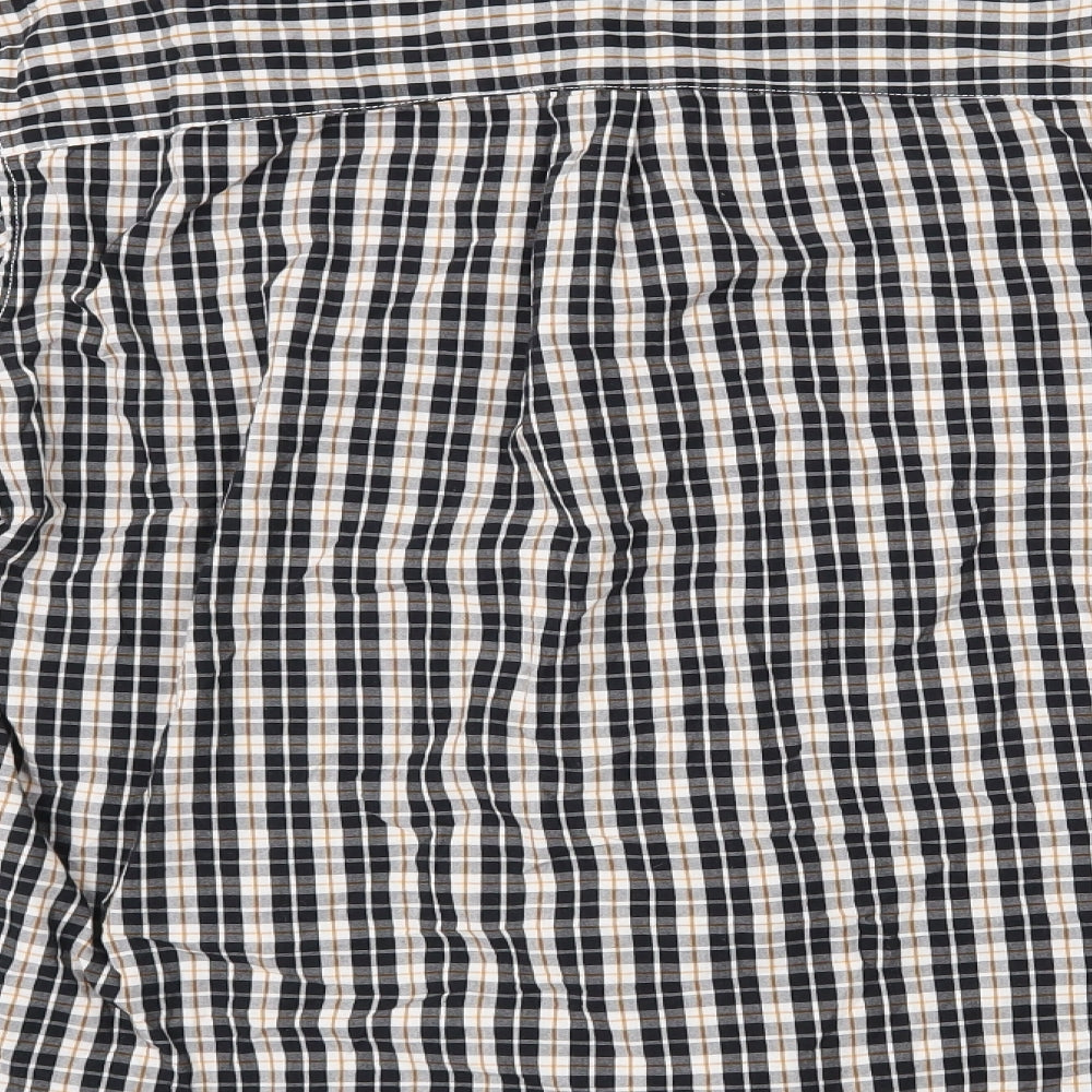 Easy Mens Black Check Cotton Button-Up Size M Collared Button - Yellow