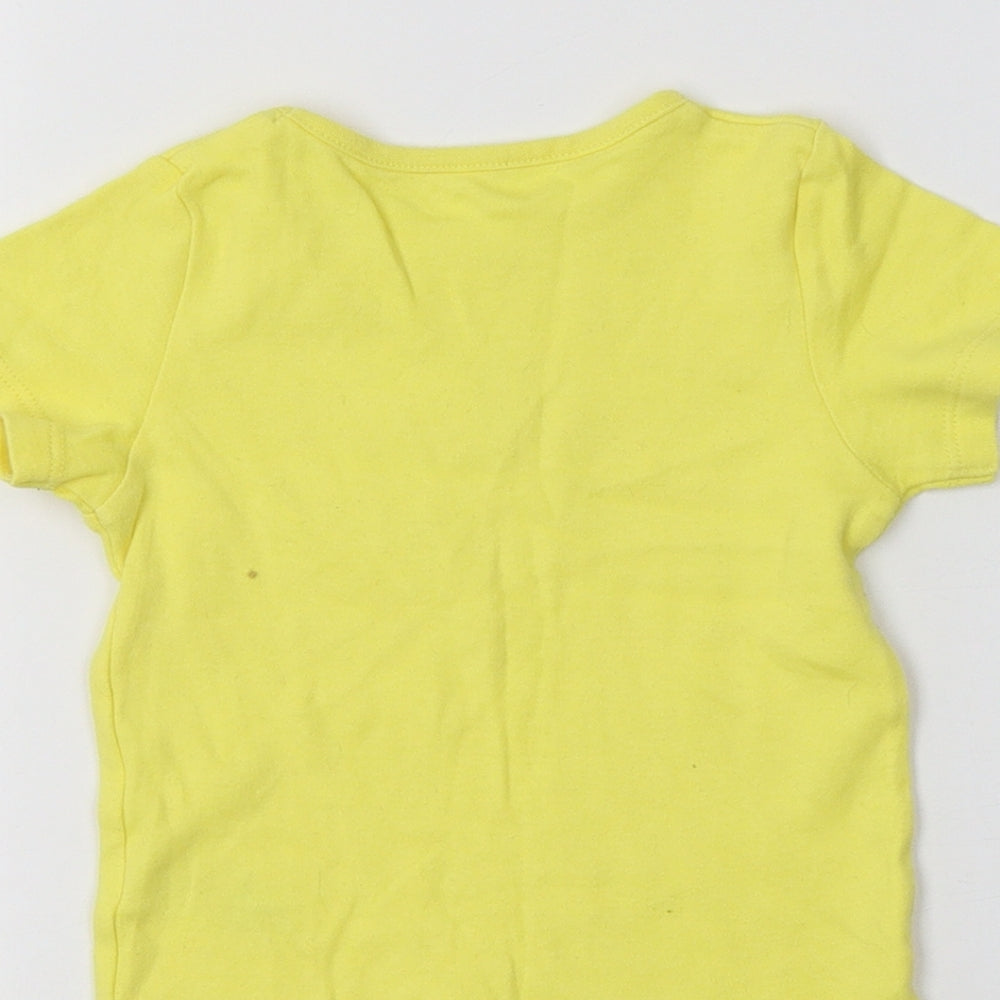 George Baby Yellow Cotton Basic T-Shirt Size 9-12 Months Crew Neck - Unicorn