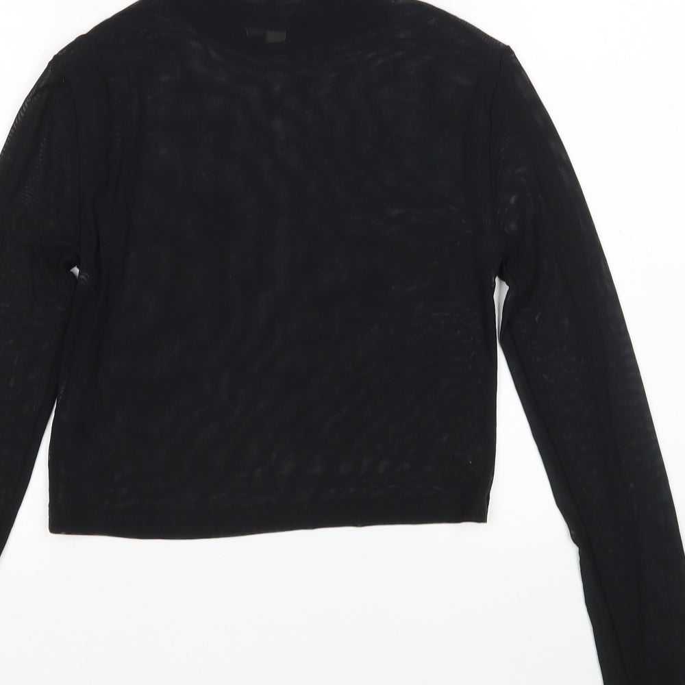 ASOS Womens Black Polyamide Basic Blouse Size 8 Mock Neck