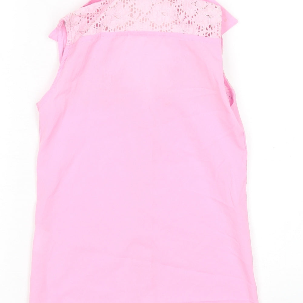 PLT girls Girls Pink Polyester Basic Button-Up Size 7 Years Collared