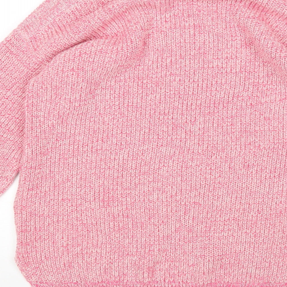Marks & Spencer Womens Pink Boat Neck Cotton Pullover Jumper Size M