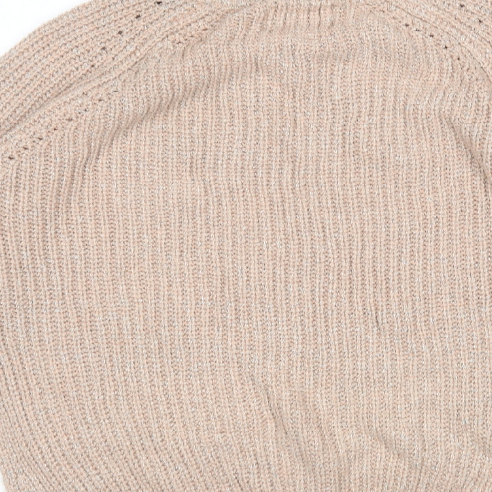 Papaya Womens Beige Round Neck Acrylic Pullover Jumper Size 10