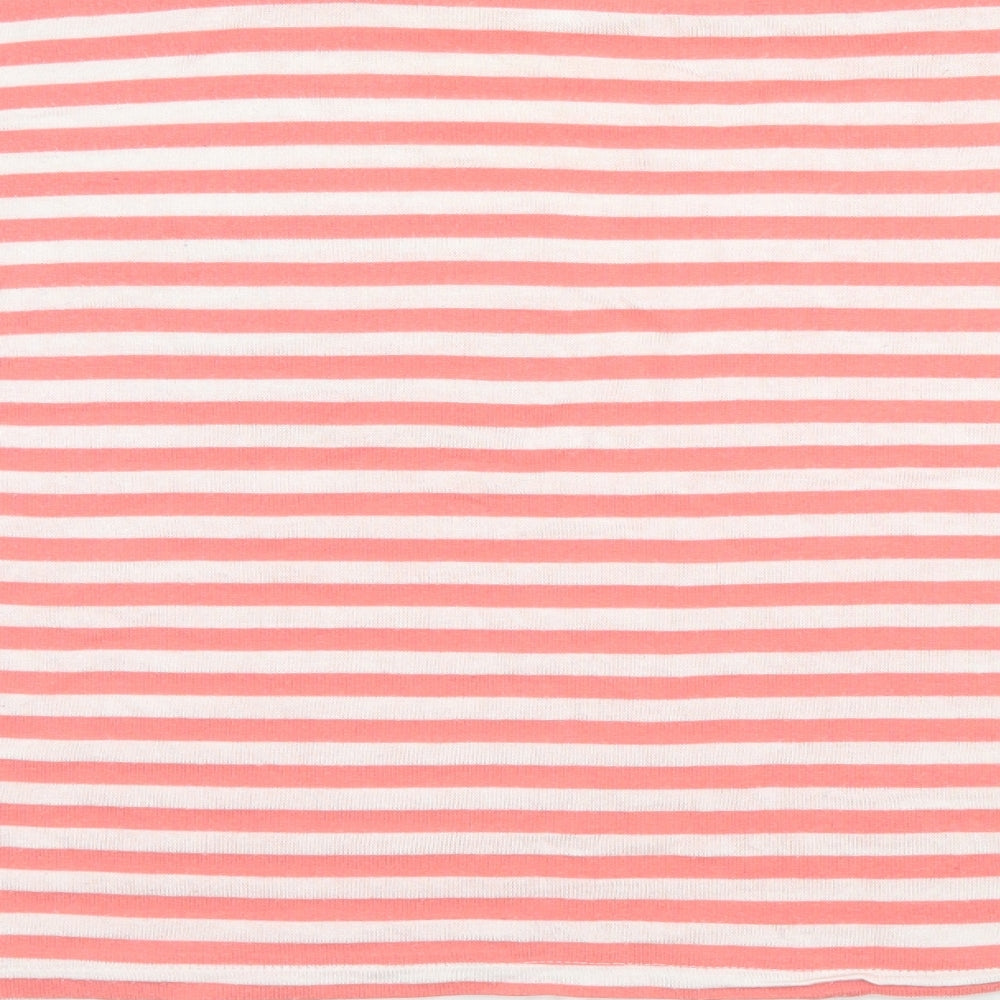 Atmosphere Womens Red Striped Polyester Basic T-Shirt Size 8 Round Neck