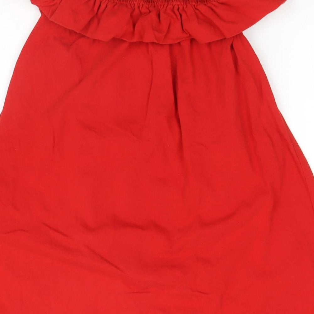 ASOS Womens Red Cotton A-Line Size 8 Round Neck