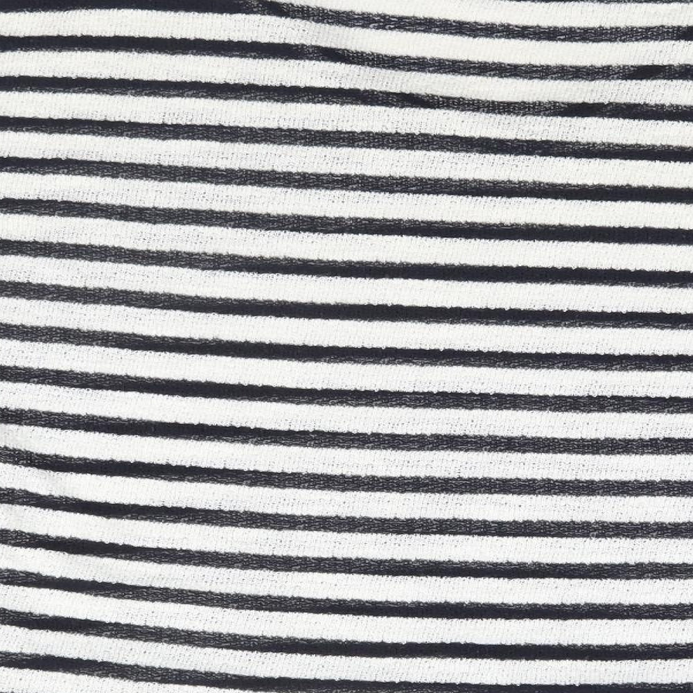 Preworn Womens White Round Neck Striped Cotton Pullover Jumper Size 12