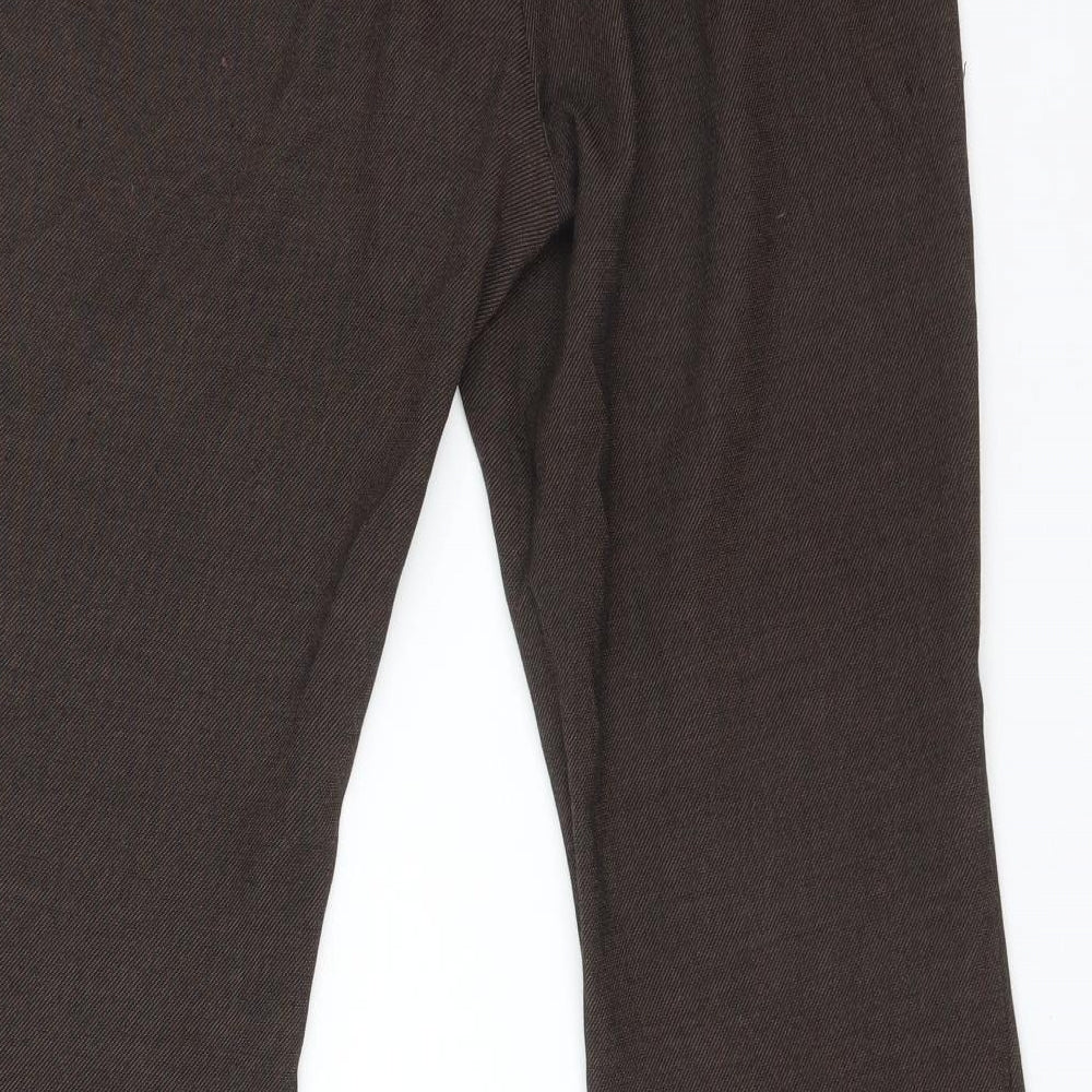 NEXT Womens Brown Polyester Trousers Size 8 L28 in Regular