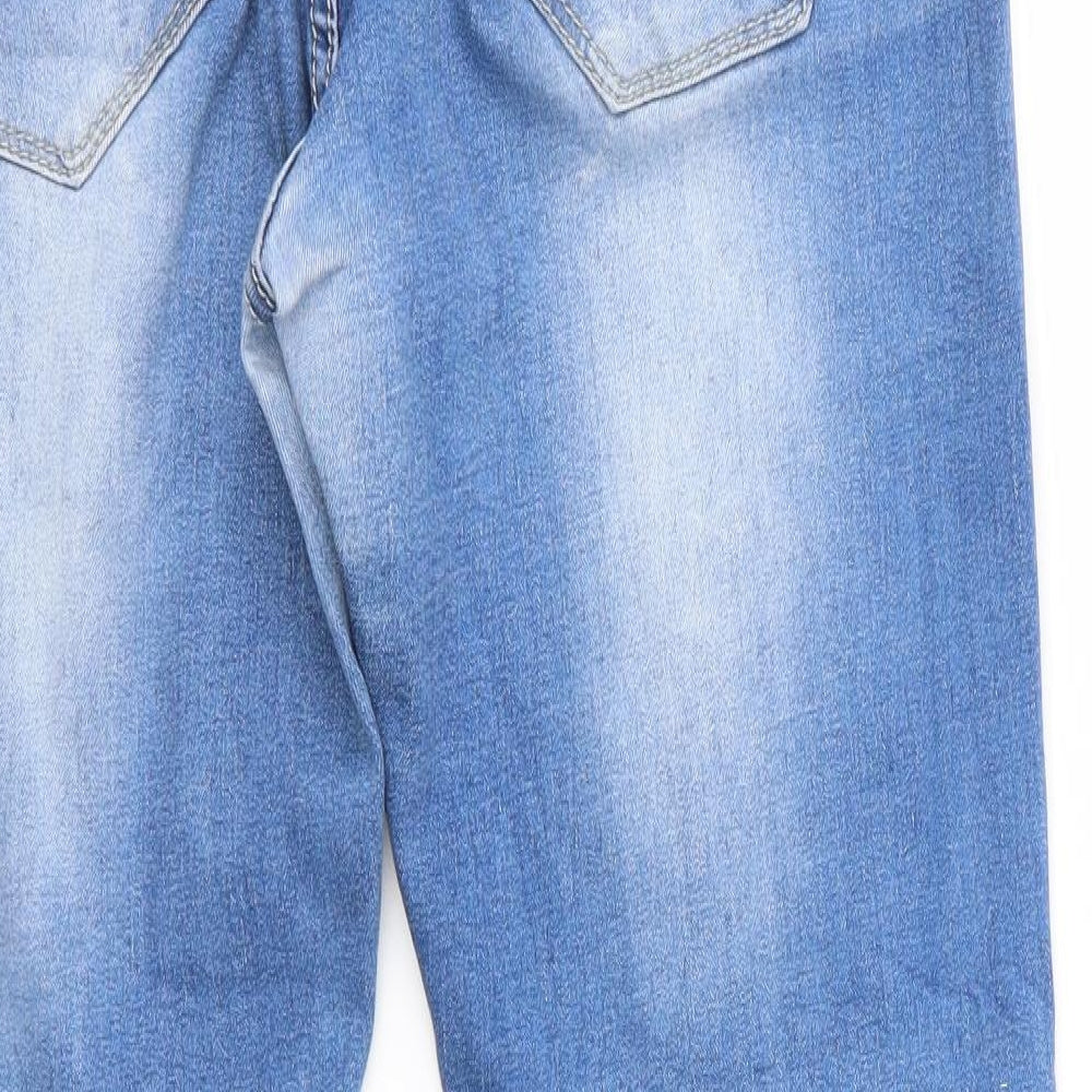 Iteno Jeans Womens Blue Cotton Straight Jeans Size 4 L27.5 in Regular - Diagonal Seam Detail Individual style buttons