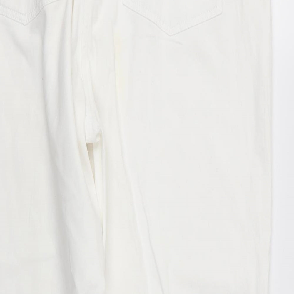Damart Womens White Cotton Straight Jeans Size 20 L26 in Regular - Side Elastication Soft texture