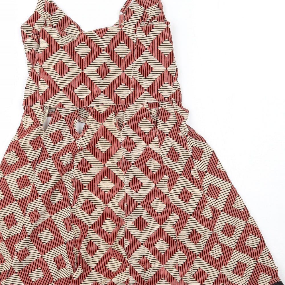 Topshop Womens Multicoloured Argyle/Diamond Viscose Playsuit One-Piece Size 8 Zip