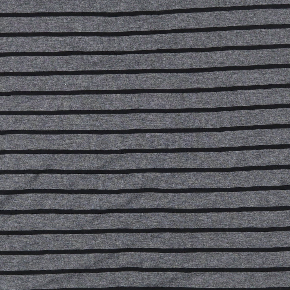 Marks & Spencer Womens Grey Round Neck Striped Polyester Pullover Jumper Size 18
