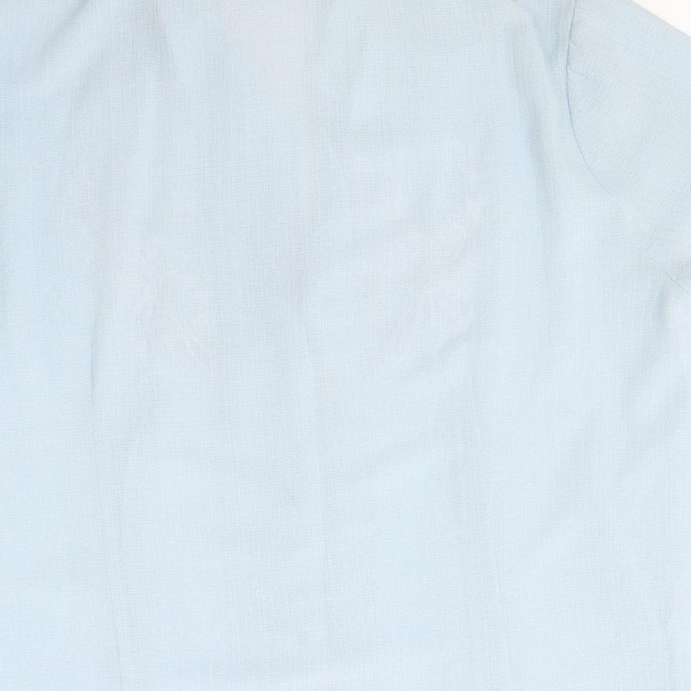 Anne Smith Womens Blue Polyester Basic Button-Up Size 14 Collared