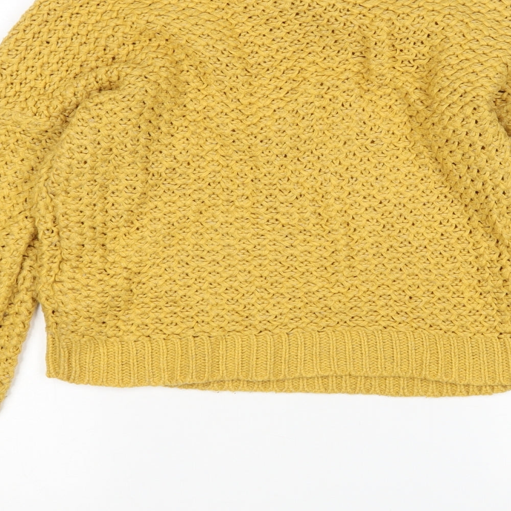 New Look Womens Yellow Round Neck Nylon Pullover Jumper Size 6