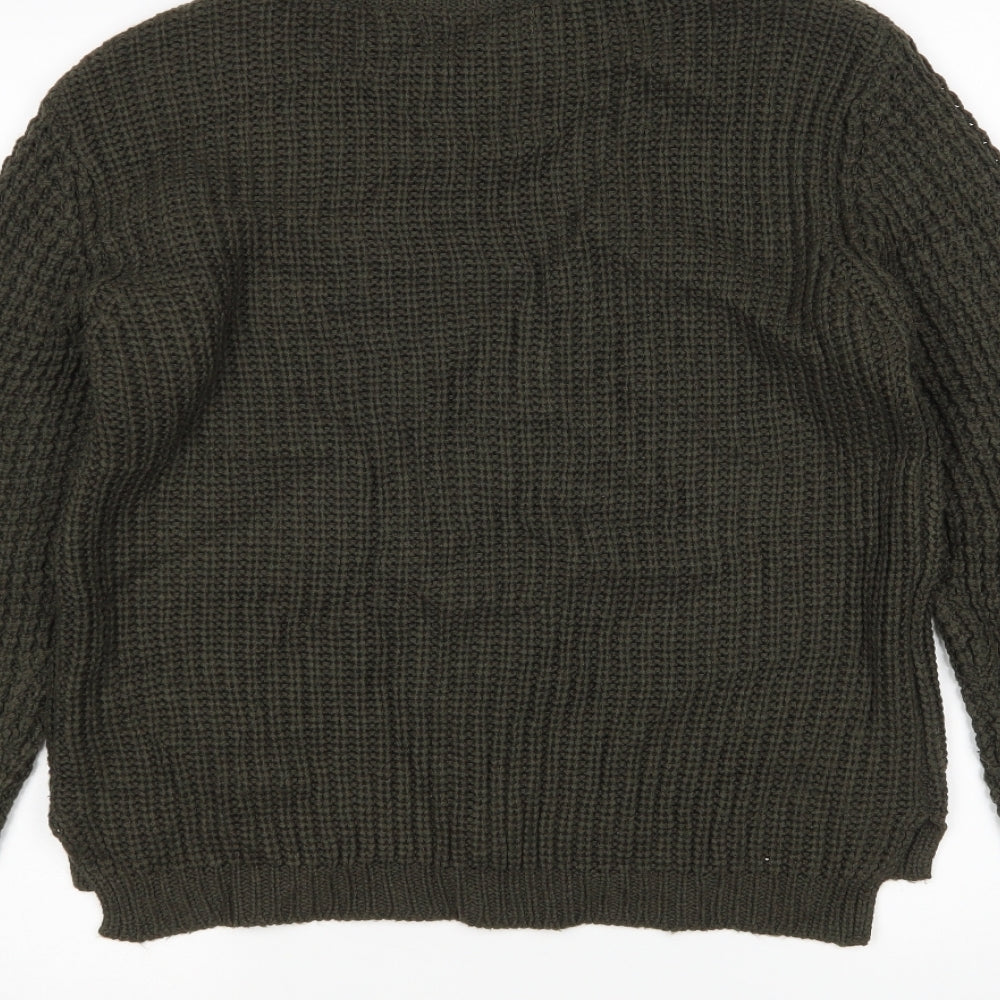 Select Womens Green Round Neck Acrylic Pullover Jumper Size 14