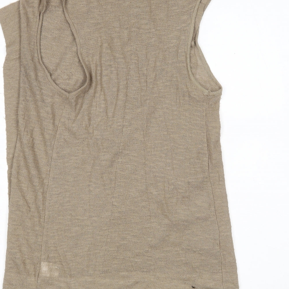 River Island Womens Brown V-Neck Acrylic Wrap Jumper Size 12