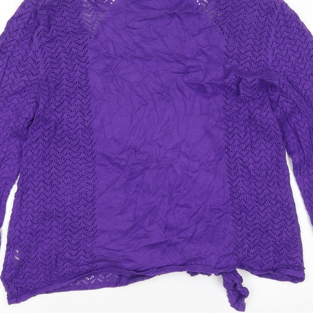 BM Womens Purple V-Neck Cotton Cardigan Jumper Size M