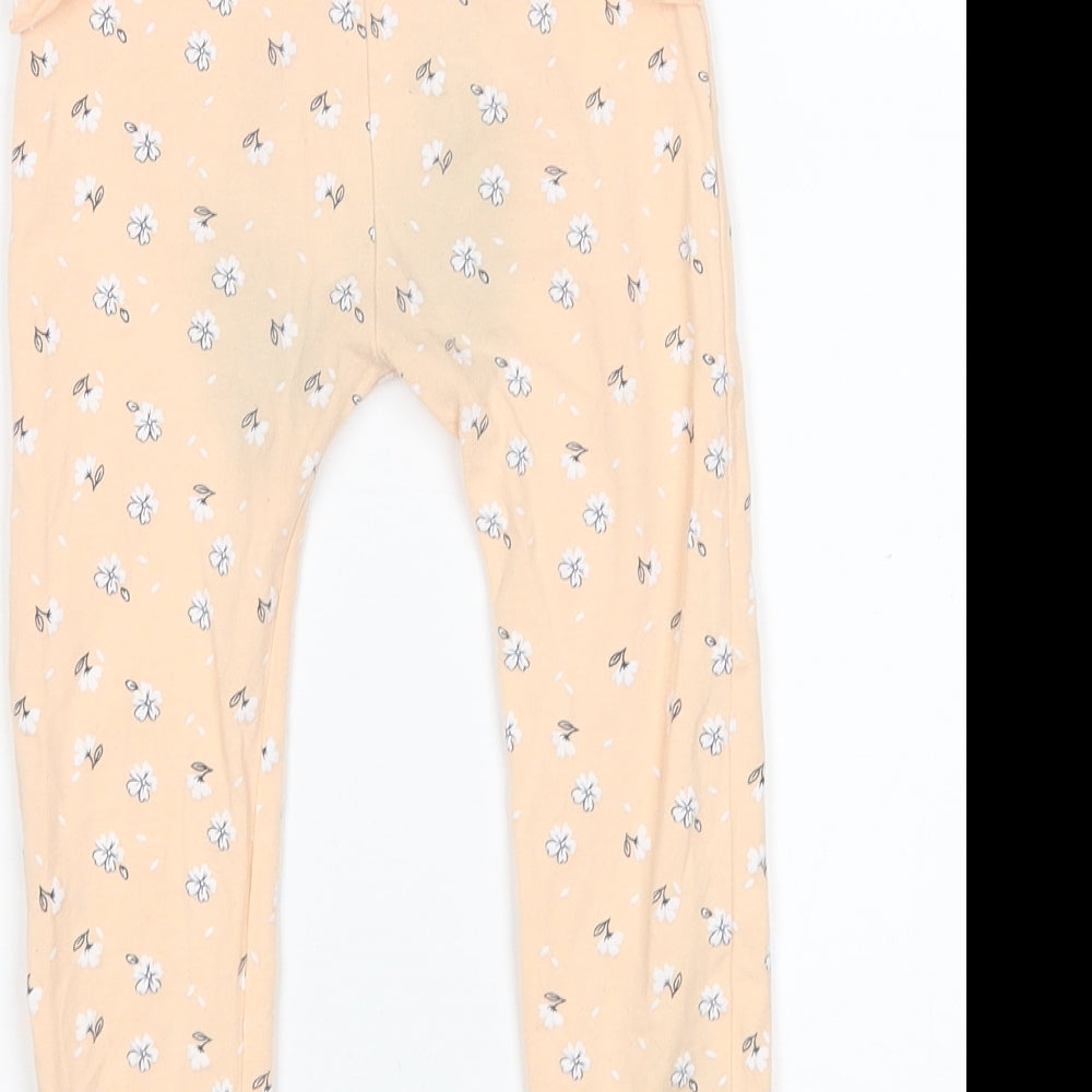George Girls Pink Floral Cotton Sweatpants Trousers Size 2-3 Years Regular