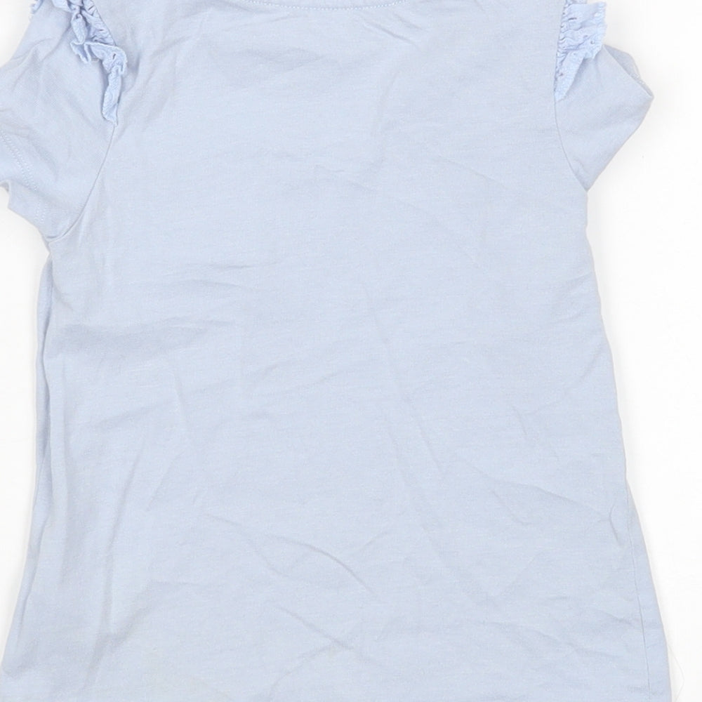 Nutmeg Girls Blue Cotton Basic T-Shirt Size 2-3 Years Round Neck