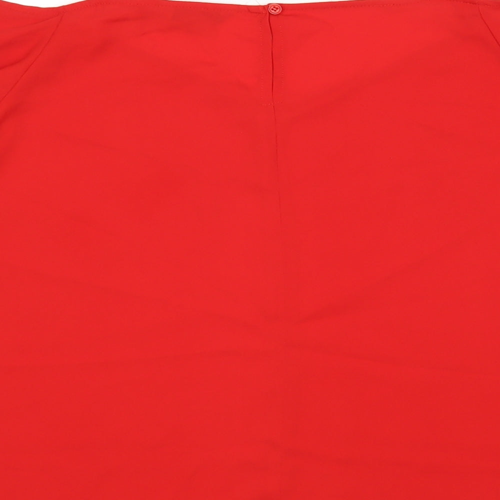 Peacocks Womens Red Basic Blouse Size 16 V-Neck
