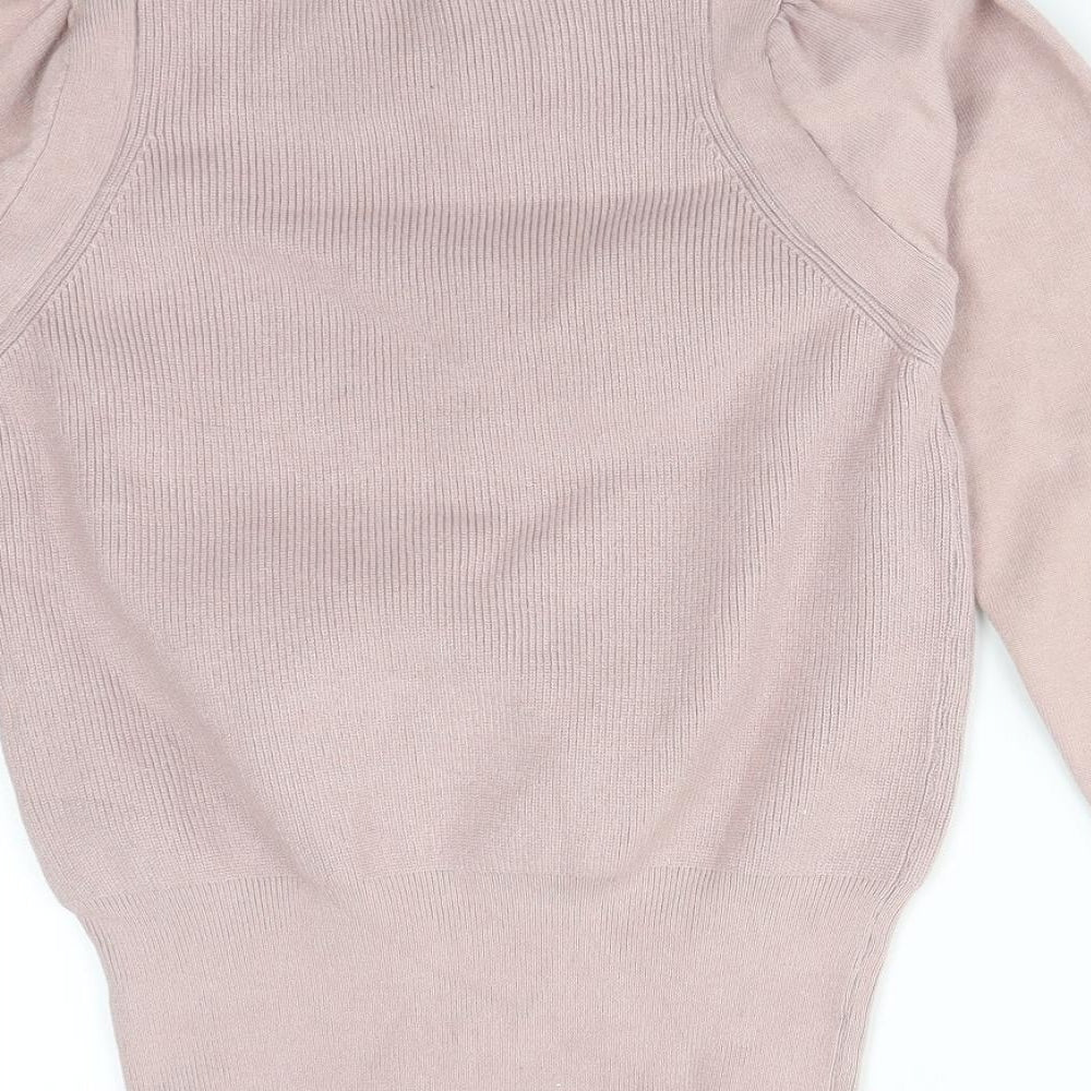 JASMINE Womens Pink Viscose Basic T-Shirt Size XL High Neck