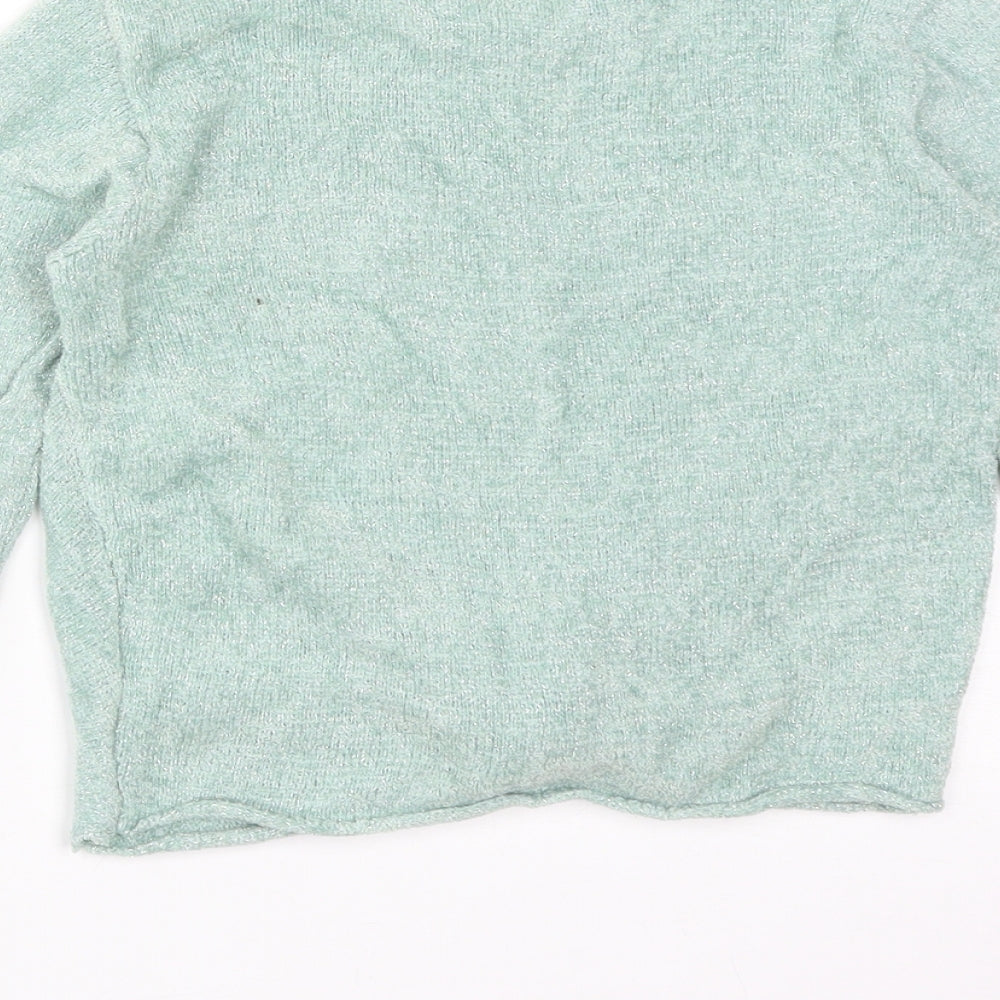 NEXT Girls Green Viscose Basic T-Shirt Size 7 Years Round Neck