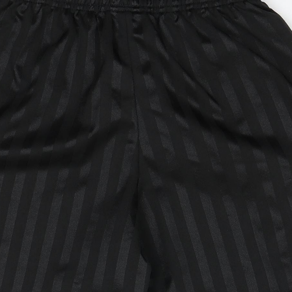 Precision Boys Black Striped Polyester Utility Shorts Regular