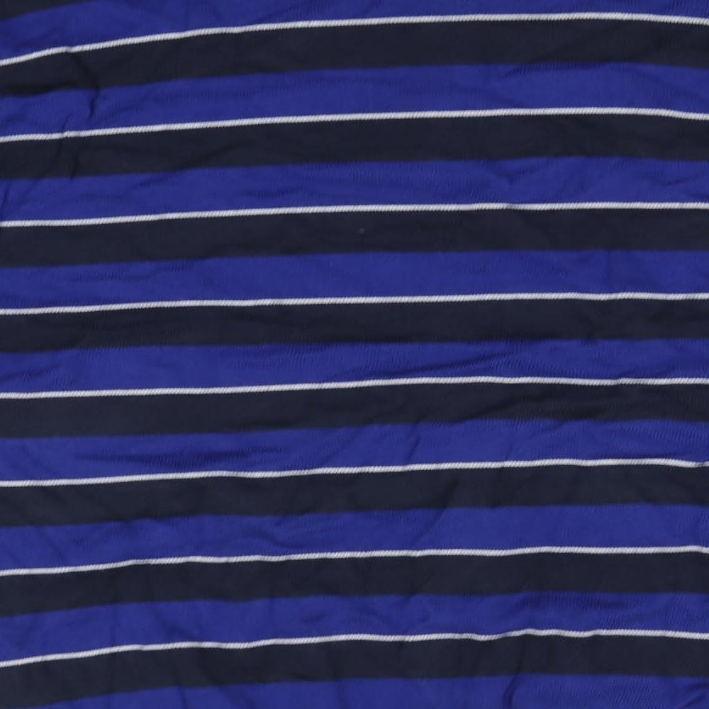 Cedarwood State Mens Blue Round Neck Striped Cotton Pullover Jumper Size M