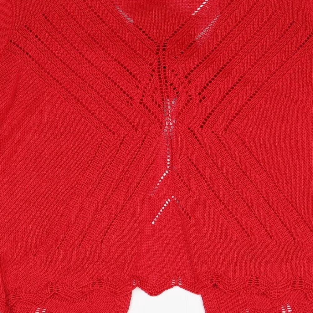 Preworn Womens Red Round Neck Acrylic Cardigan Jumper Size M