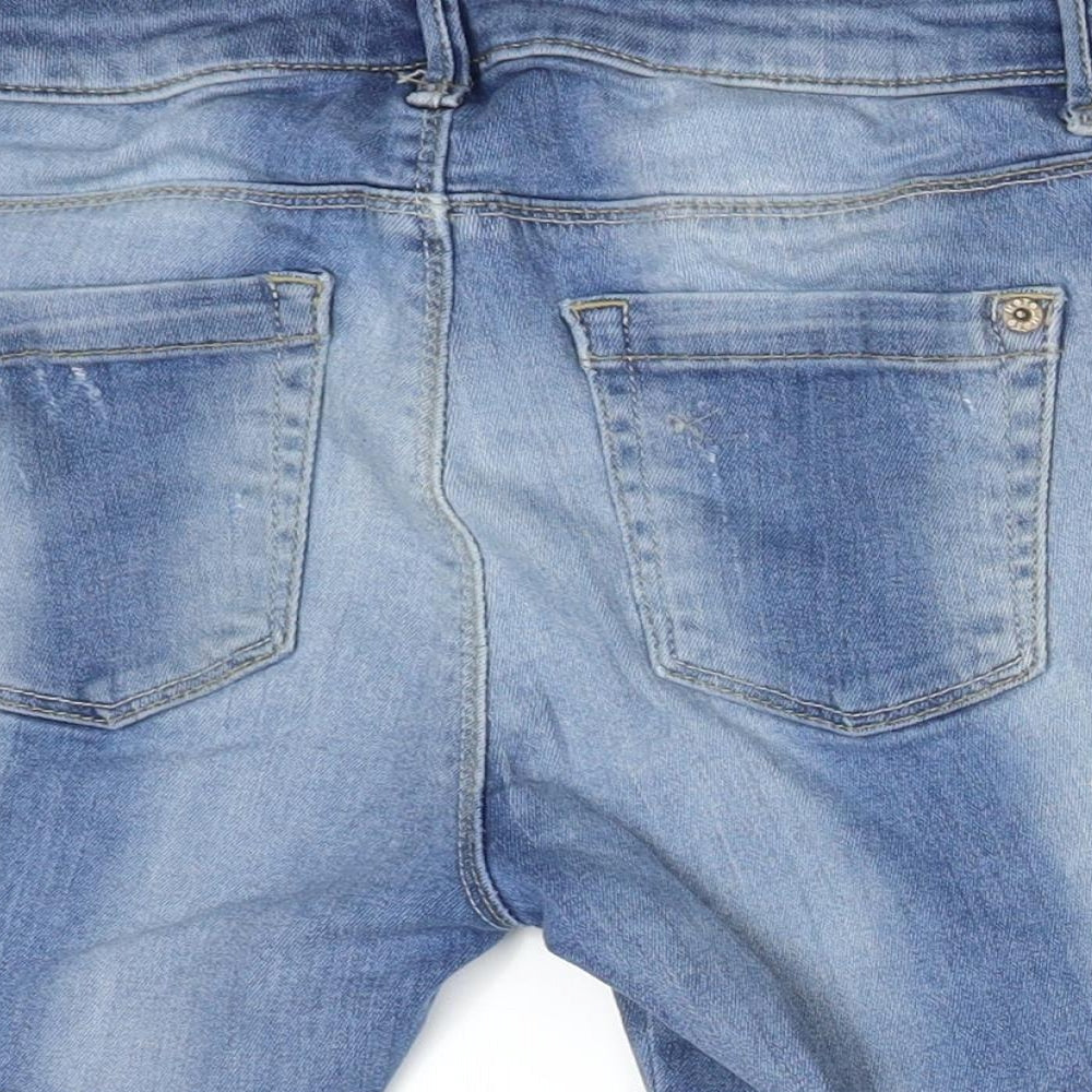 Topshop Womens Blue Cotton Cut-Off Shorts Size 26 L3 in Regular