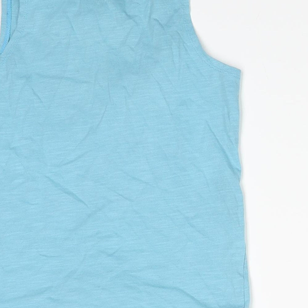Matalan Girls Blue Cotton Basic Tank Size 12-13 Years Round Neck