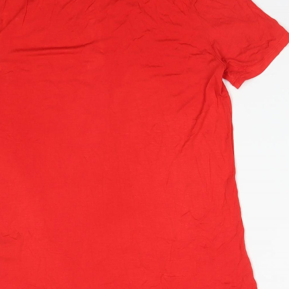 Warehouse Womens Red Viscose Basic T-Shirt Size 10 Round Neck