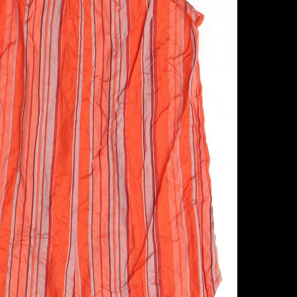 Sanctuary Womens Orange Striped Viscose Basic Blouse Size S V-Neck