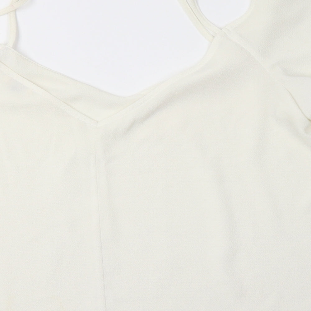 River Islamd Womens Ivory Polyester Basic Blouse Size 12 V-Neck