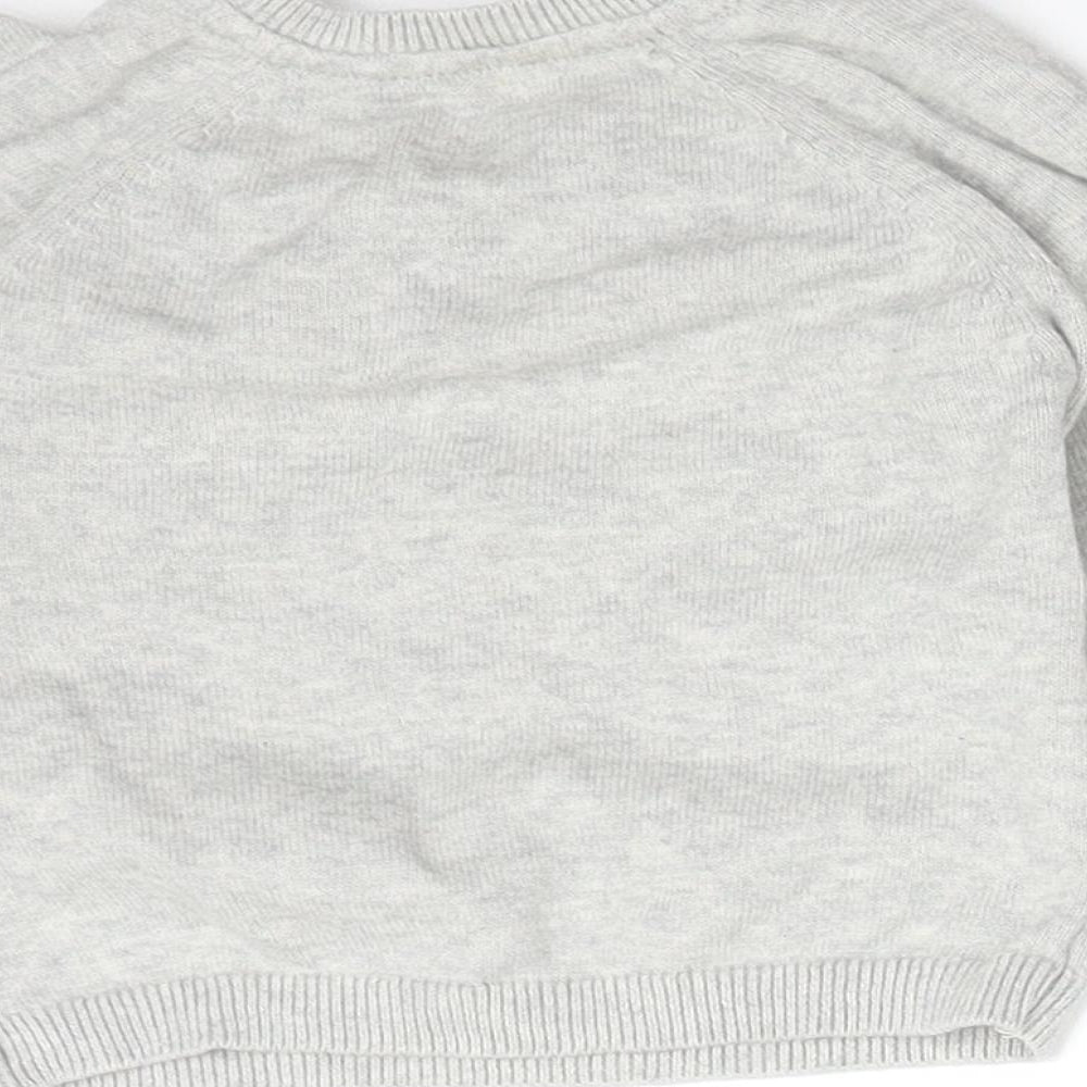 TU Baby Grey Cotton Basic T-Shirt Size 3-6 Months Round Neck - DINOSAURS