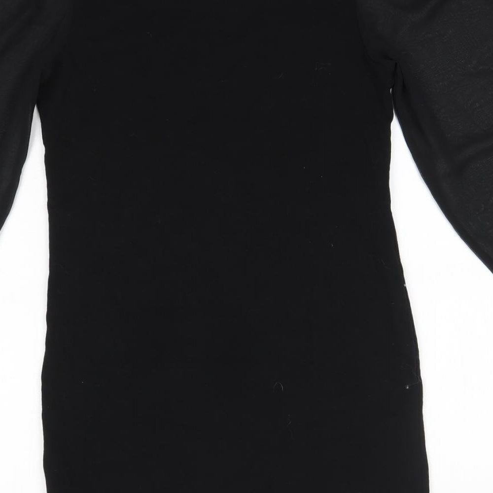 H&M Womens Black Cotton Bodycon Size 8 Collared
