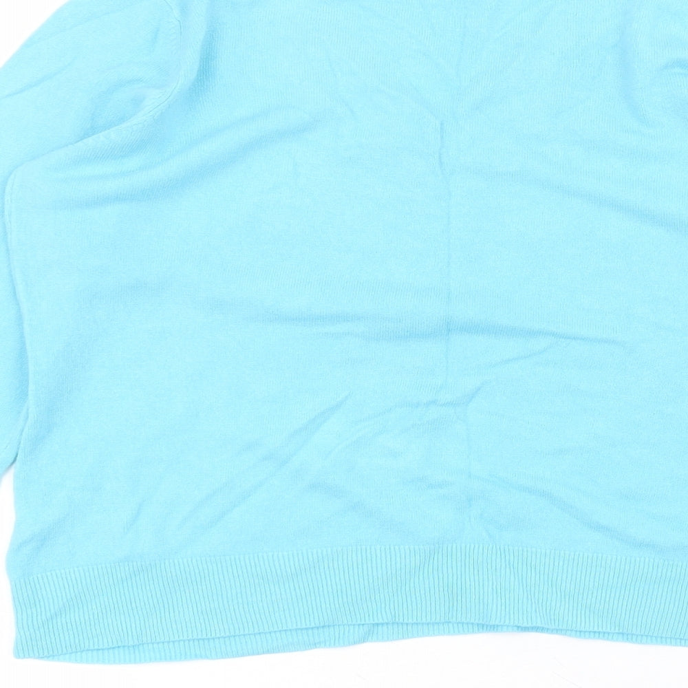 BHS Womens Blue Acrylic Basic T-Shirt Size 14 V-Neck