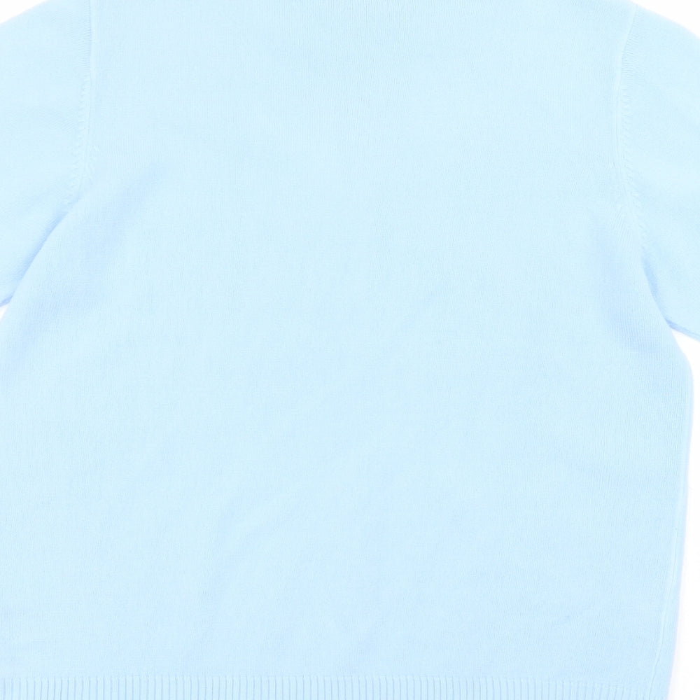 Damart Womens Blue Acrylic Basic T-Shirt Size 14 Round Neck