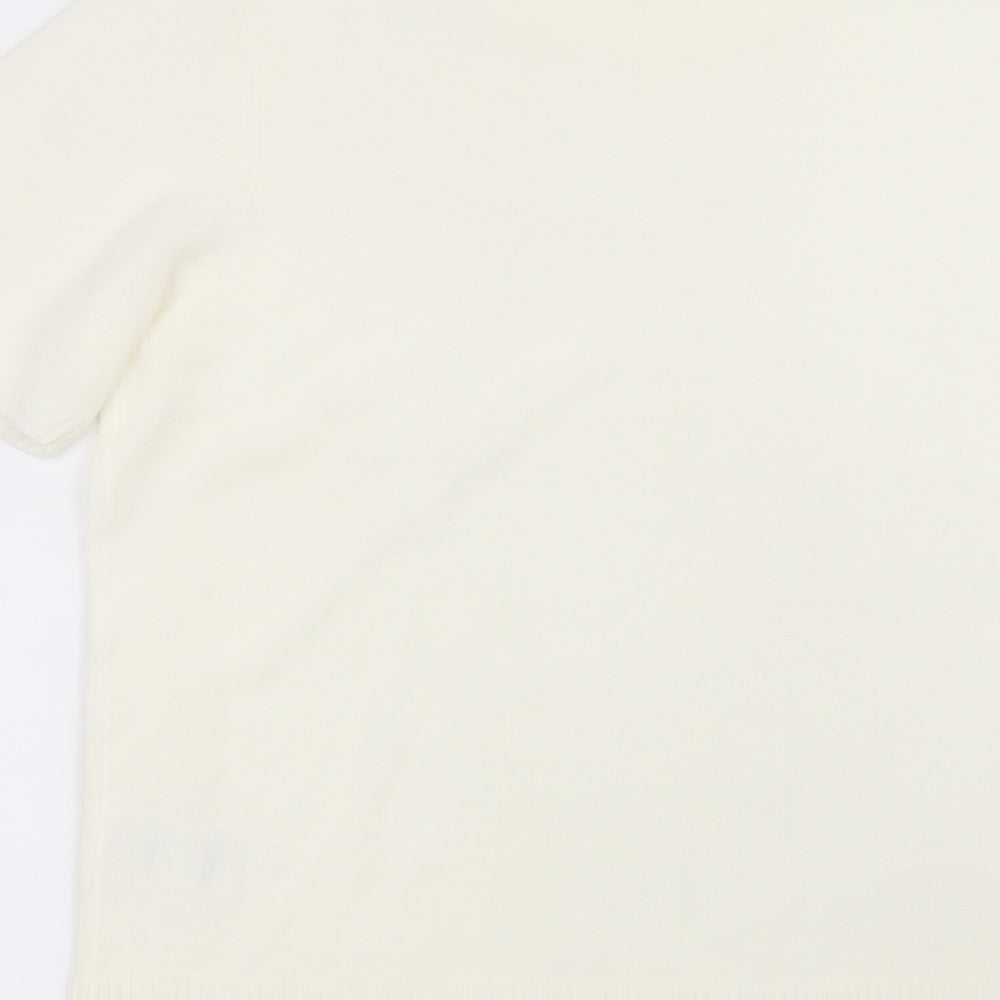 Damart Womens White Acrylic Basic T-Shirt Size 14 Round Neck