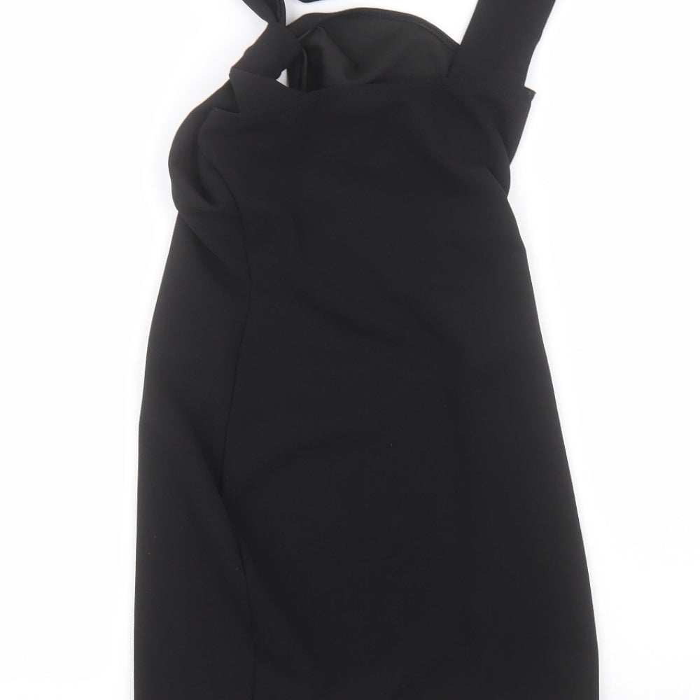 PRETTYLITTLETHING Womens Black Polyester Basic Blouse Size 4 Off the Shoulder
