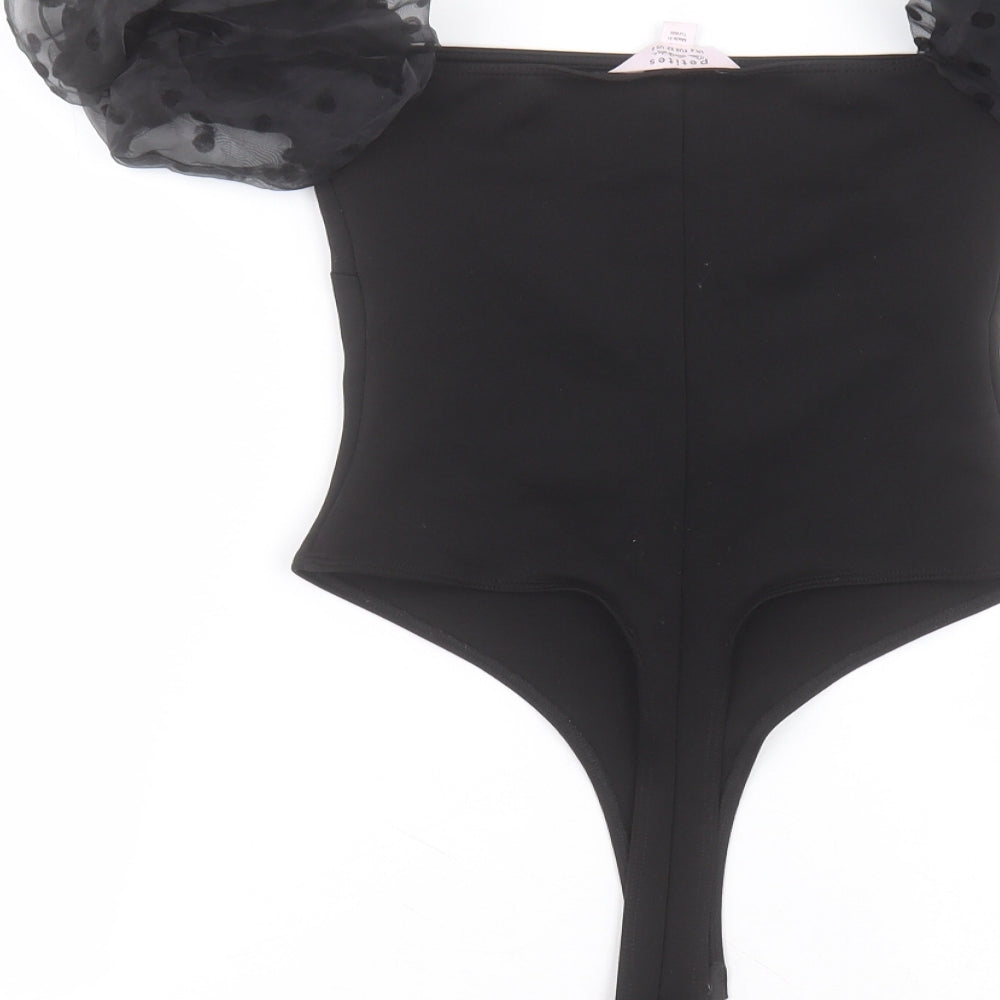 Miss Selfridge Womens Black Polyester Bodysuit One-Piece Size 4