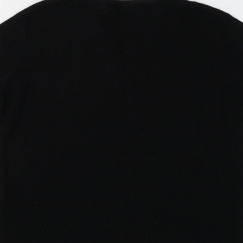 M&S Womens Black Crew Neck Acrylic Cardigan Jumper Size 10