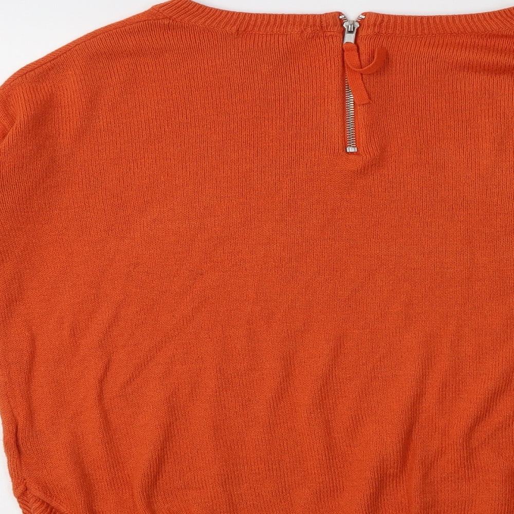 H&M Womens Orange Crew Neck Acrylic Pullover Jumper Size XS