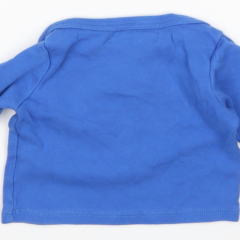 Bob & Blossom Boys Blue Cotton Basic T-Shirt Size 6-9 Months Round Neck