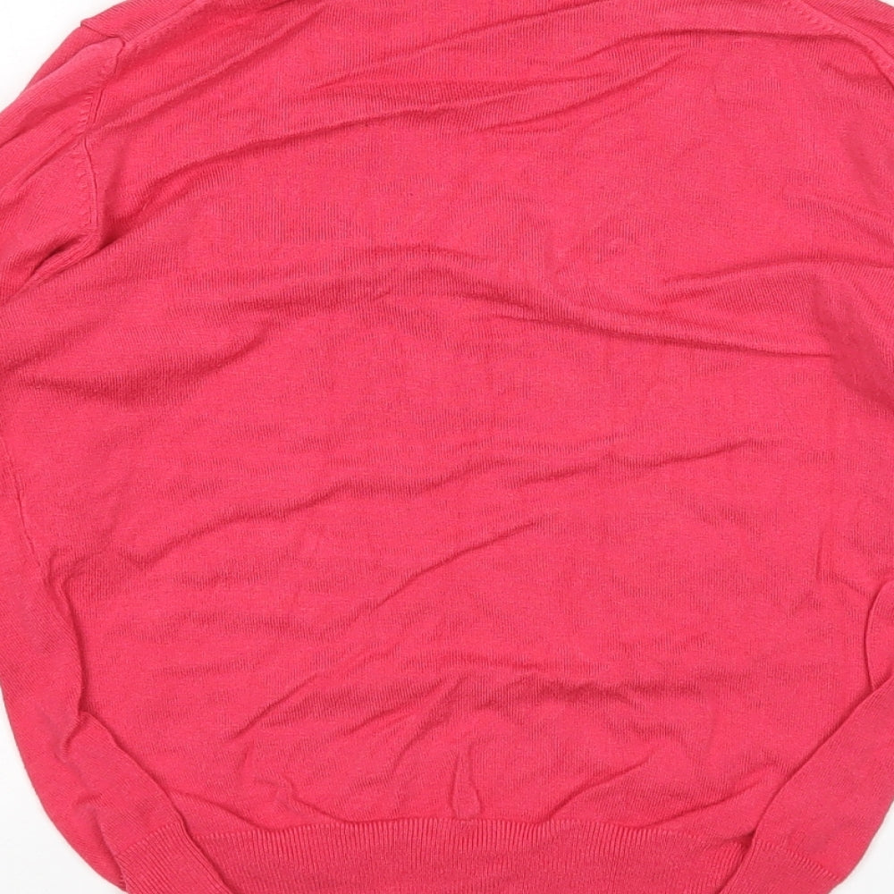 Marks & Spencer Womens Pink V-Neck Viscose Pullover Jumper Size 12