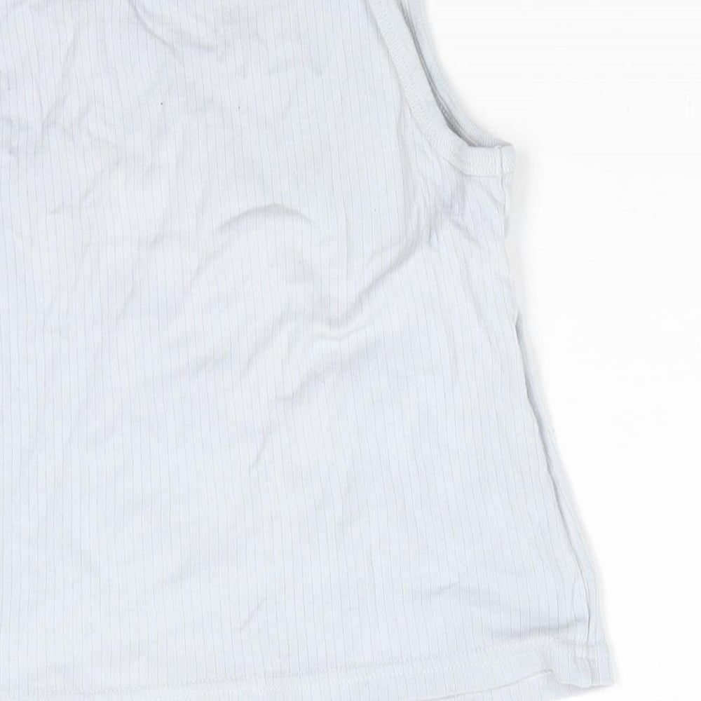 George Boys Grey Cotton Basic Tank Size 5-6 Years Round Neck - Pale Grey/Blue