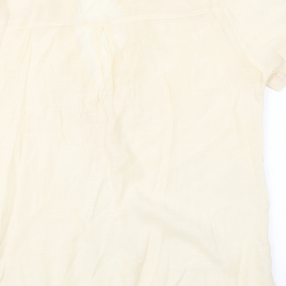 Preworn Womens Beige Viscose Basic Blouse Size M Round Neck