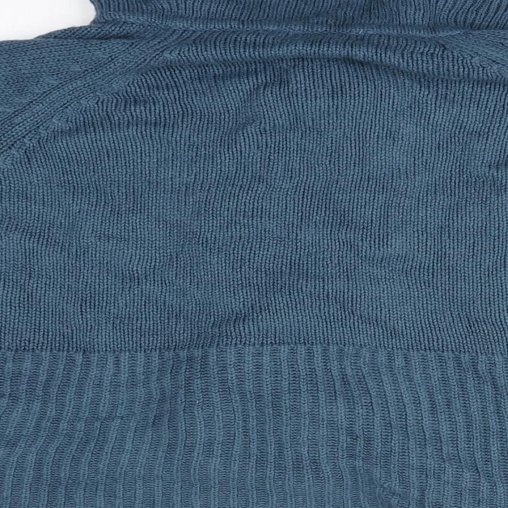 Preworn Womens Blue Roll Neck Acrylic Cardigan Jumper Size M