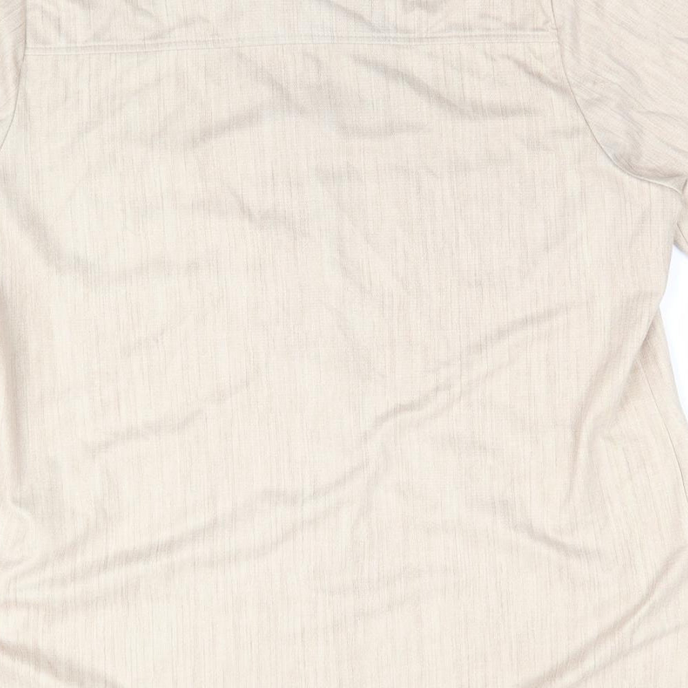 Finn Karelia Womens Beige Polyester Basic Button-Up Size 16 Collared - Beige Mix Longline Shirt Jacket