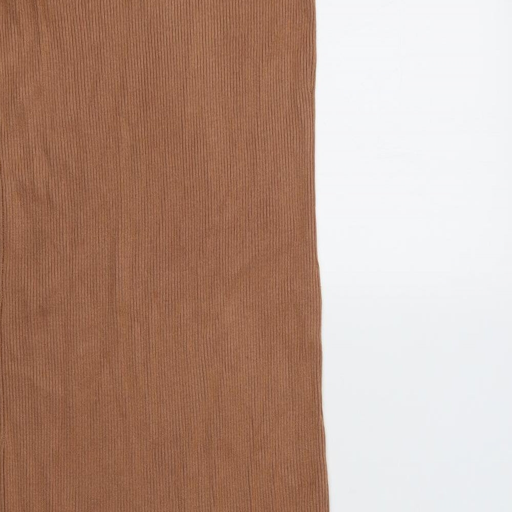 Primark Womens Brown Viscose Bodycon Size M Collared