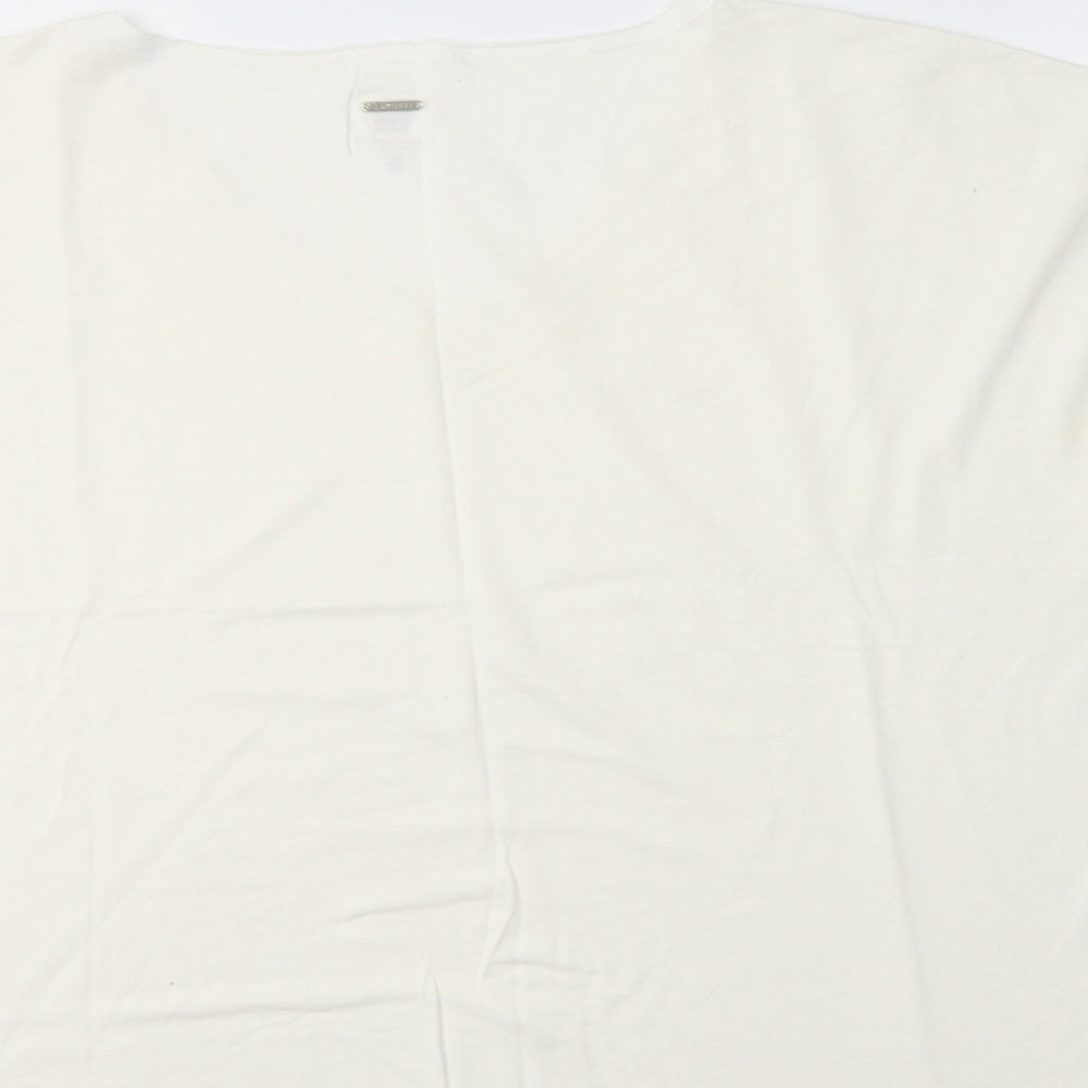 Anne Kanner Womens Ivory Viscose Basic Blouse Size L V-Neck